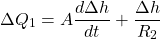 \begin{equation*} \Delta Q_{1}= A\frac{d\Delta h}{dt}+\frac{\Delta h}{R_{2}} \end{equation*}