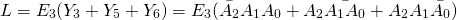 \begin{equation*} L=E_{3}(Y_{3}+Y_{5}+Y_{6})= E_{3}(\bar{A_{2}} A_{1}A_{0}+A_{2}\bar{A_{1}A_{0}}+A_{2}A_{1}\bar{A_{0}}) \end{equation*}