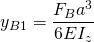 \begin{equation*}  y_{B1}=\frac{F_{B}a^{3}}{6EI_{z}} \end{equation*}